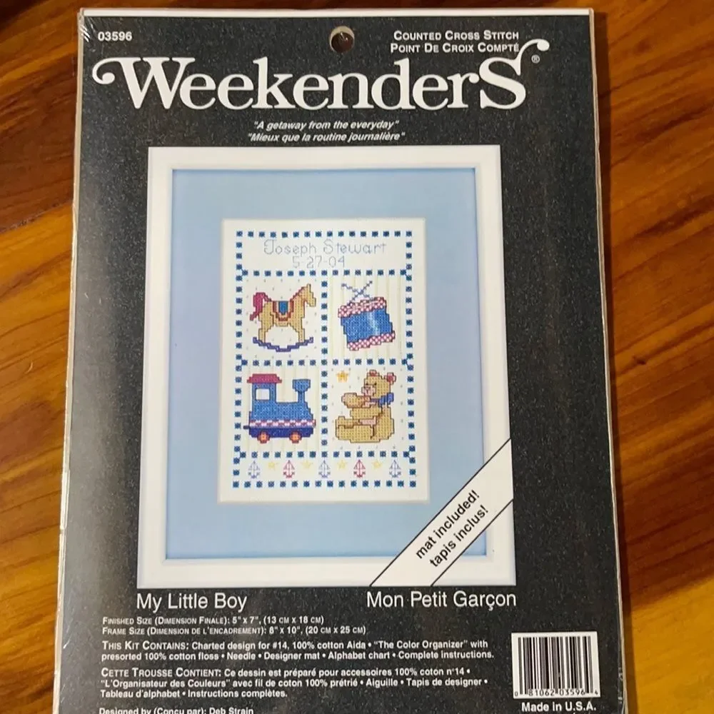 Weekenders “My Little Boy” Counted Cross Stitch w/Mat NEW